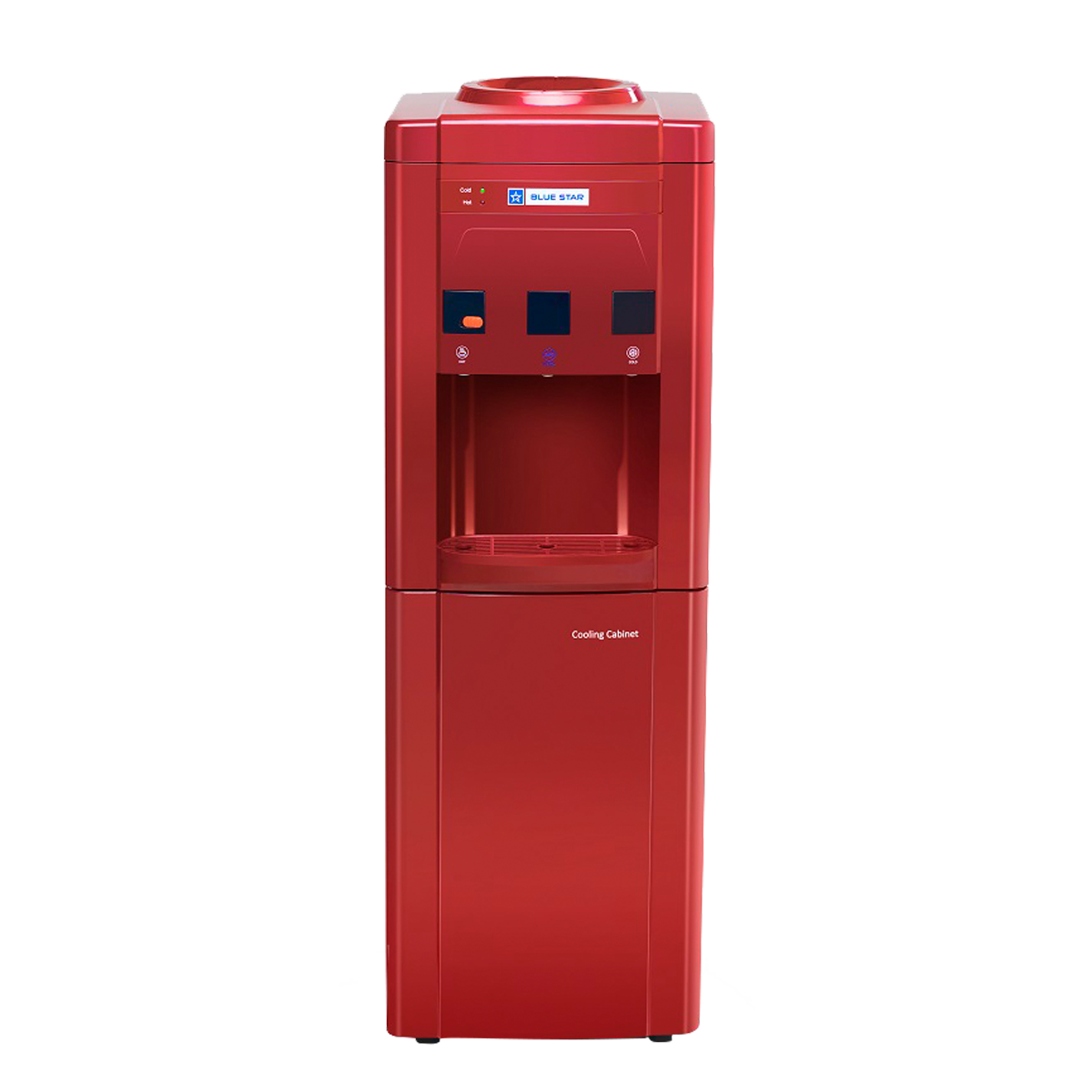 GA Series With Refrigerator-Maroon | Floor Standing | Bottled Water Dispenser