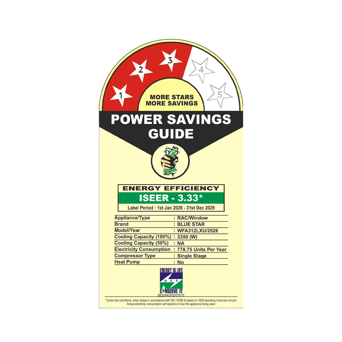 FIXED SPEED WINDOW AC | L SERIES | 1 TON | 3 STAR | 2026 BEE LABEL