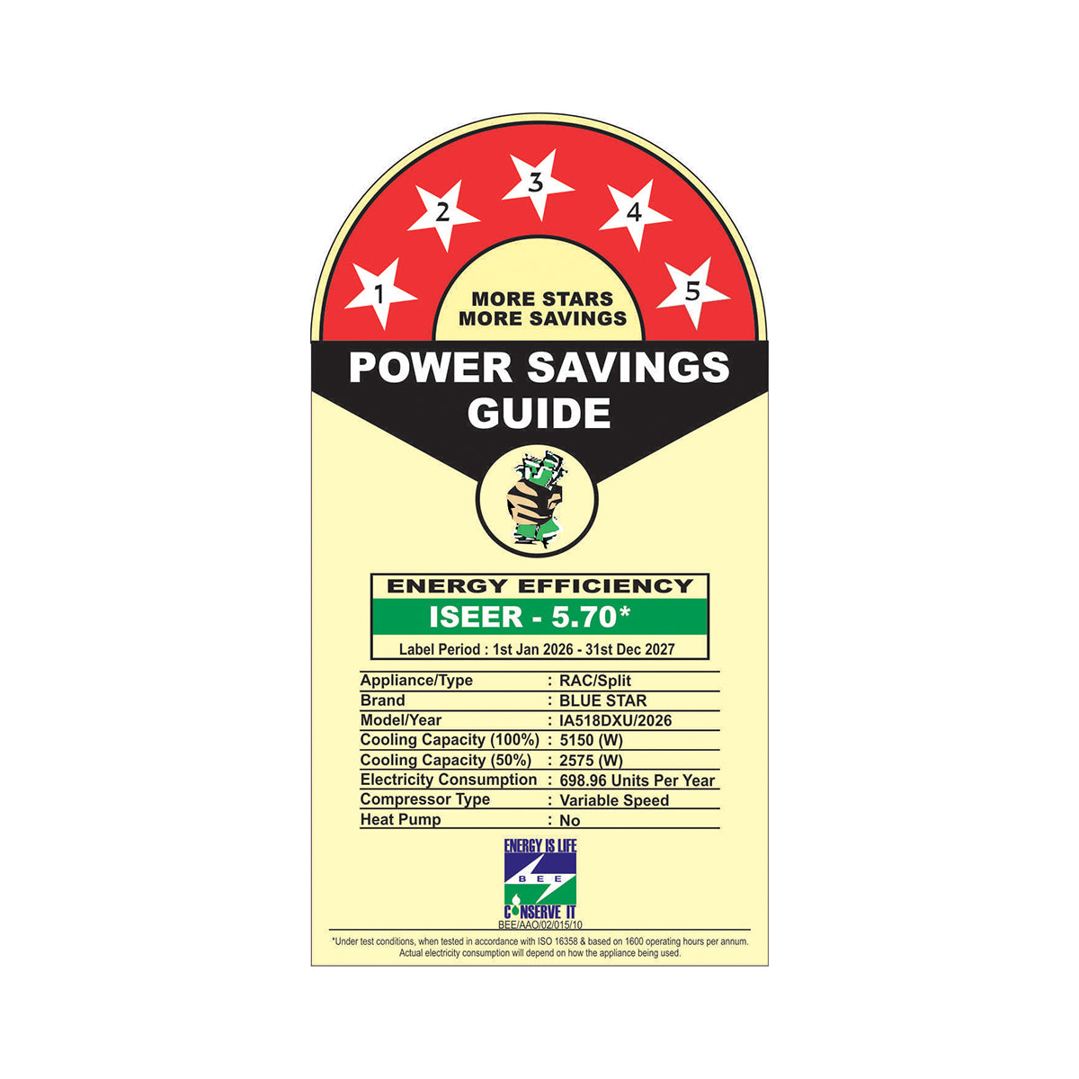 INVERTER AC | D SERIES | 1.5 TON | 5 STAR | 2026 BEE LABEL