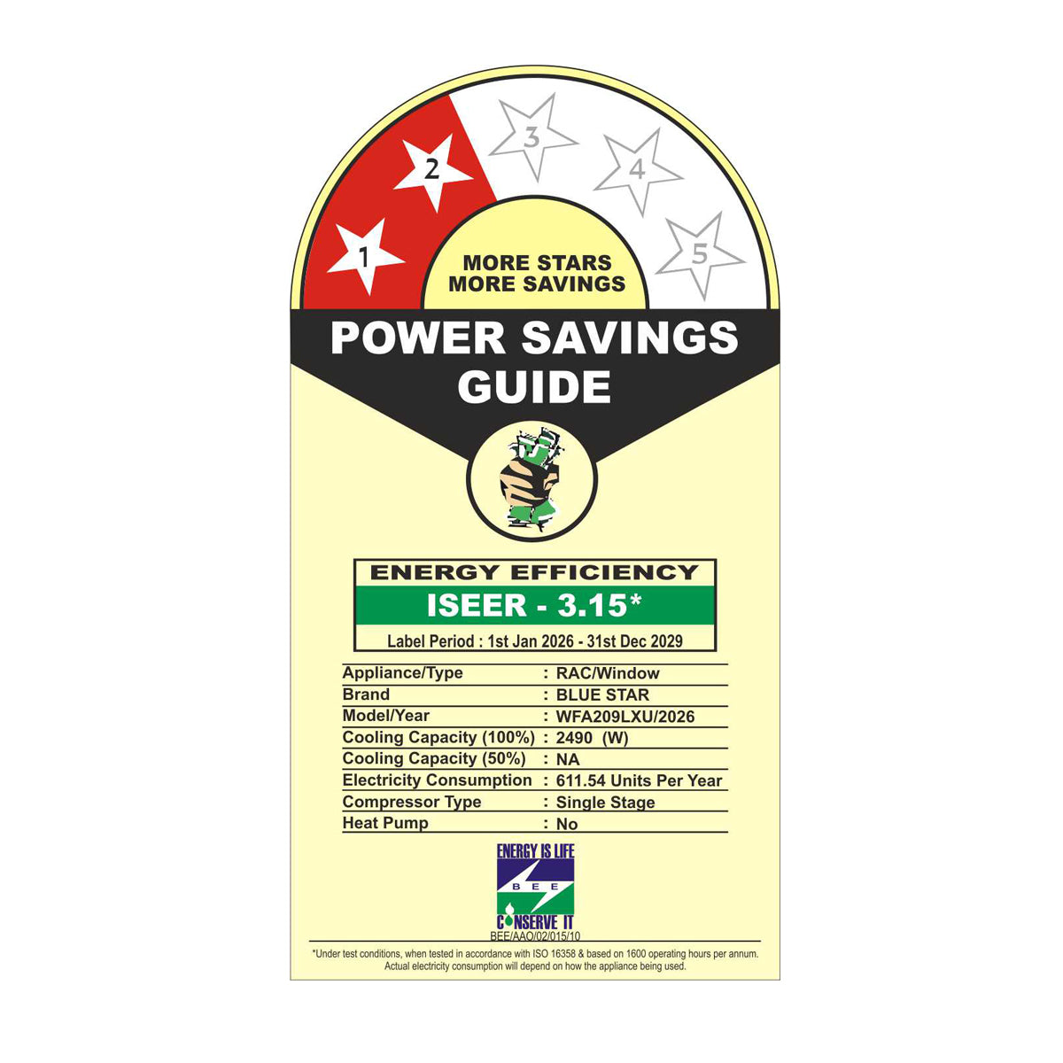 FIXED SPEED WINDOW AC | L SERIES |  0.8 TON |  2 STAR | 2026 BEE LABEL