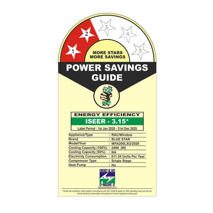 FIXED SPEED WINDOW AC | L SERIES |  0.8 TON |  2 STAR | 2026 BEE LABEL